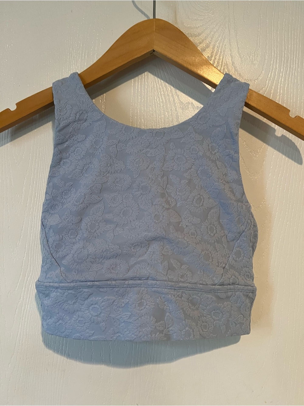 Buff Bunny Light Blue Cotton Embroidered Crop Top Summer Tank Sleeveless S